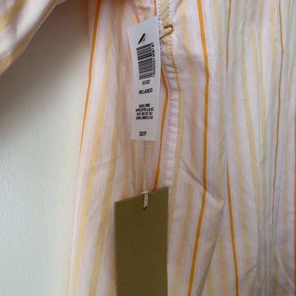 Aritzia Wilfred Free Relaxed Button Up Cotton Shirt NWT Barlowe Aprc/Lilac Sz XS - Picture 7 of 8